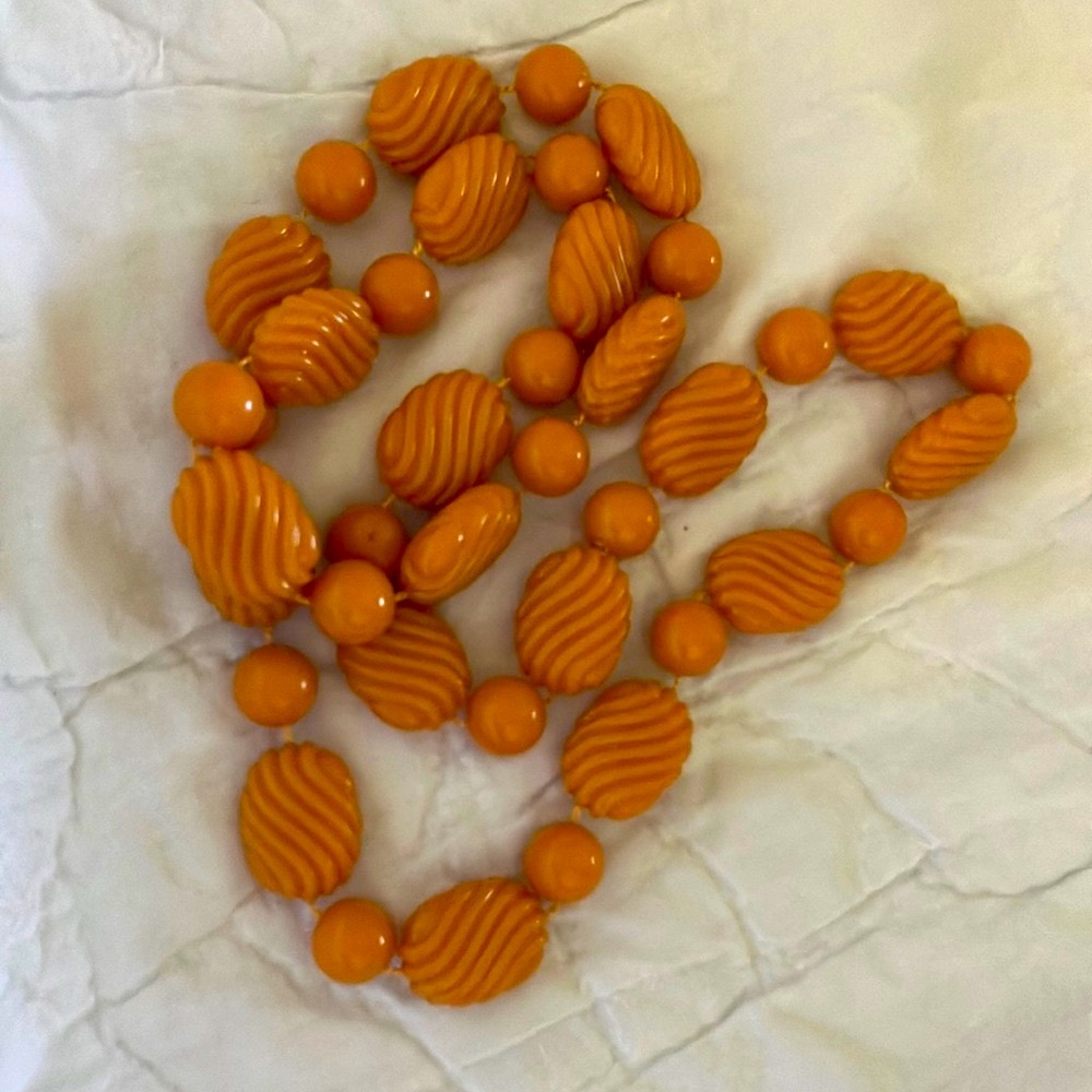 Vintage Burnt Orange Beaded Necklace Timeless‎ Jewelry Infinity Strand